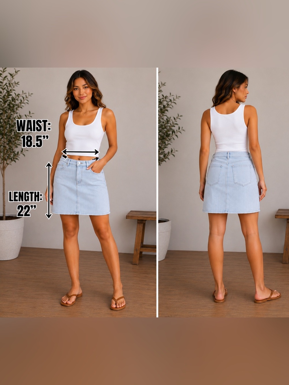 NYDJ Light Blue Pinstripe Denim Mini Skirt Women’s 16W Stretch Cotton Casual-GUC - Picture 2 of 10